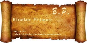 Bineter Primusz névjegykártya